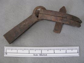 small animal leg trap; no makers mark