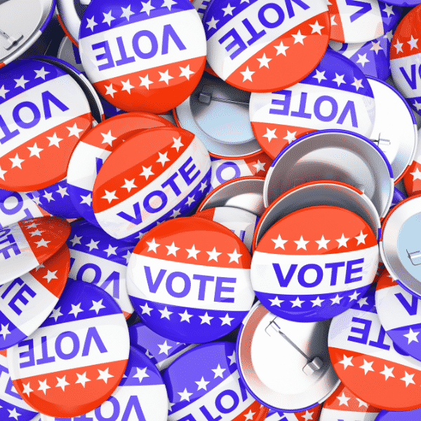 Buttons that read vote