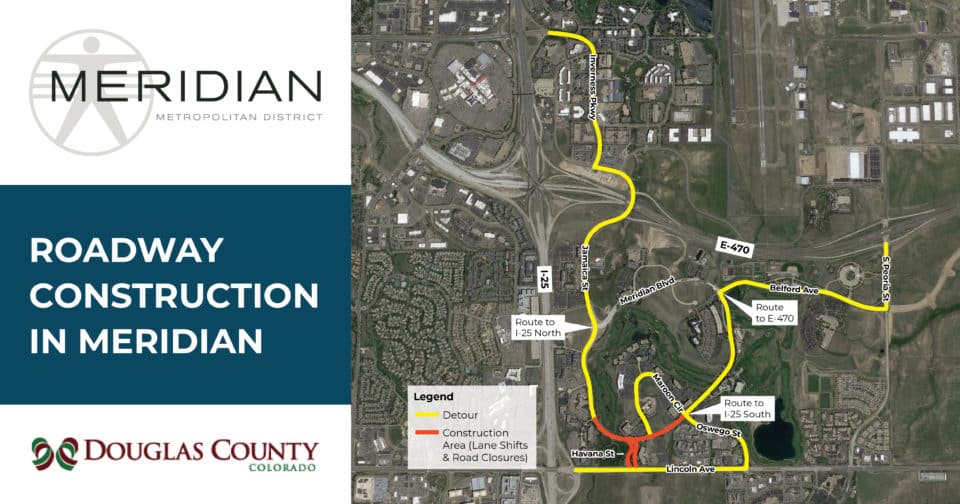 Detour map of Meridian Boulevard