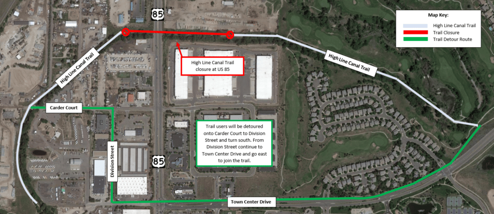 Map of trail detour