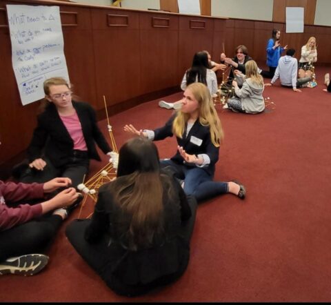 Members of the Youth Commission working on topics