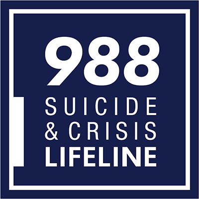 988 Suicide & Crisis Lifeline navy square with 988