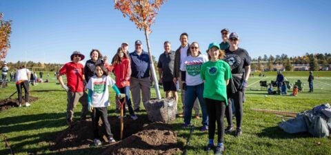 Group of volunteers at tree planting event