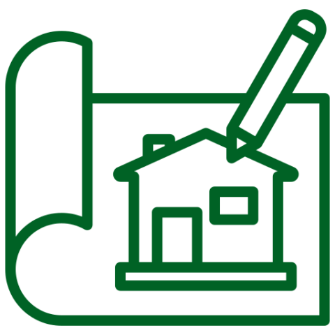 icon of house blueprint with pencil