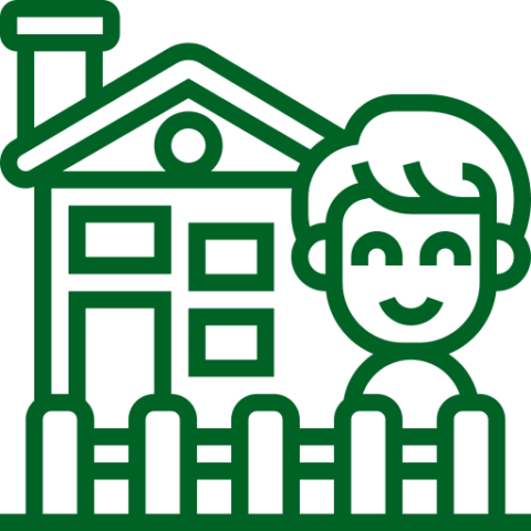 icon of child in front of building