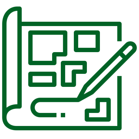 icon of blueprint with pencil