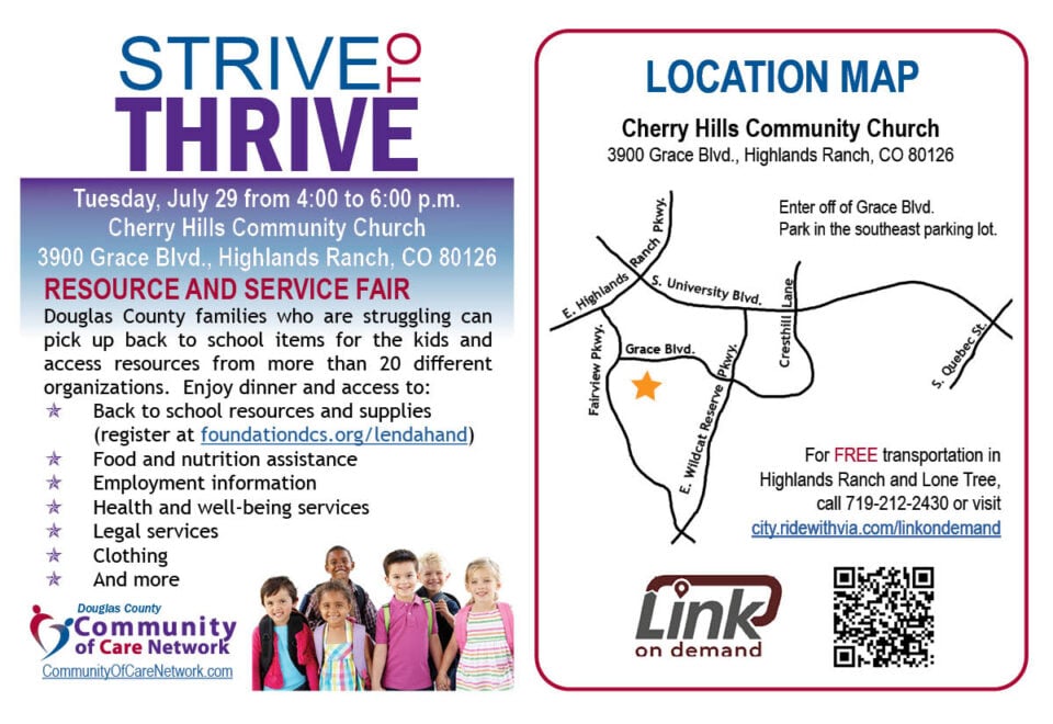 Postcard containing information for the upcoming Strive to Thrive event.
